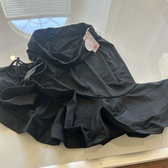 ELLYDOOR Women Ballroom Latin Dance Skirt Ruffle Hem Asymmetric High Low, L - Picture 5 of 10